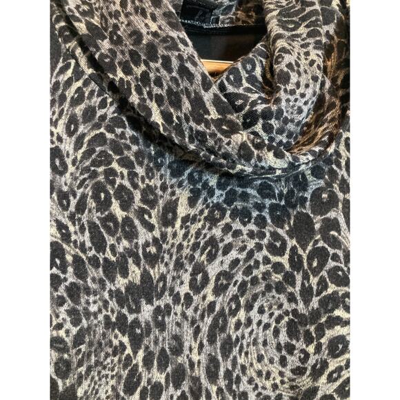New Directions Sweater Dress Womens XL Gray Cheetah Leopard Cowl Neck Stretch - Picture 14 of 14